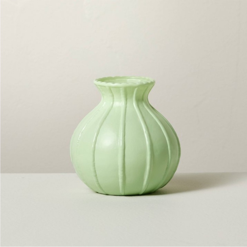 Ribbed Milk Glass Bud 3.5” Vase Mint Green - Hearth & Hand™ with Magnolia